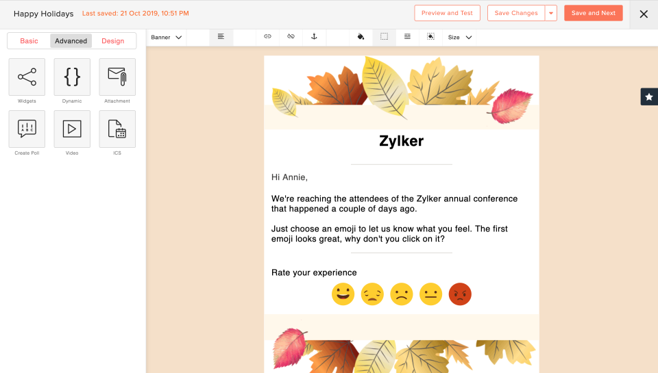 screenshot of Zoho Campaigns
